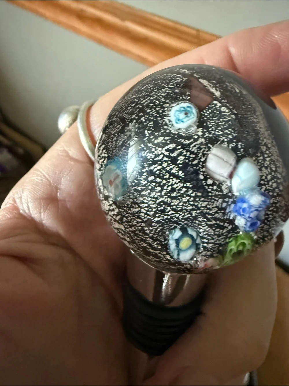 Vintage Murano Style Millefiori Art Glass Wine Bottle Stopper